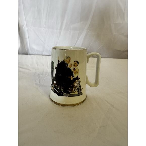 Norman Rockwell Museum Collectables Coffee Mugs Cups Gold Trim Set Of 5 - Picture 6 of 12